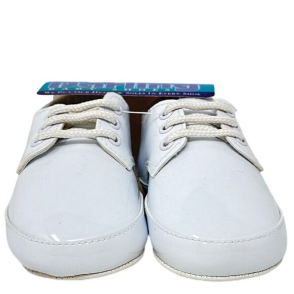 Infant Darling White Patent Leather Baby Shoes Size 4 With Soft Sole - Picture 2 of 6